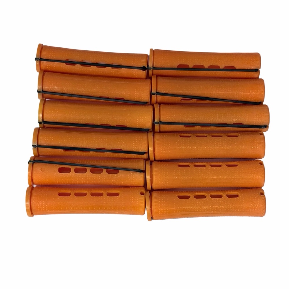 12 Perm Rod Curlers Orange Tangerine 3/4” Diameter 3 1/4” Length Cold Wave Rods